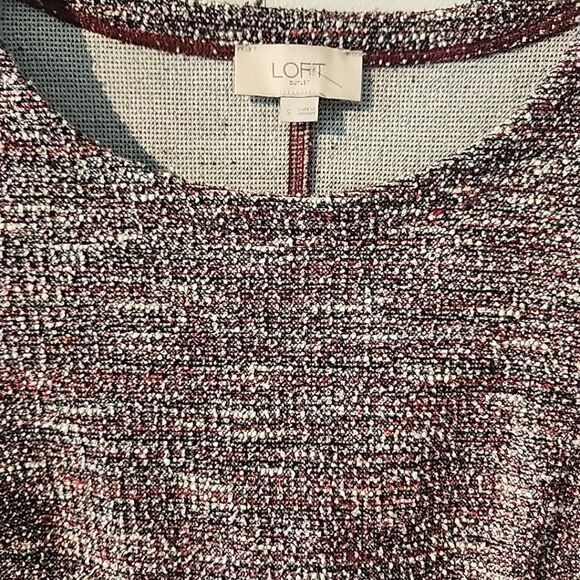 LOFT Womens Red Purple Knit Dress Short Sleeve Round Neck Size Small - Picture 2 of 5